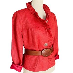 J. Crew Wool Academia Ruffle Jacket Blazer Size 6